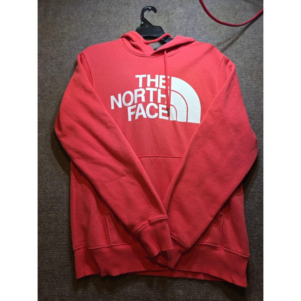 The North Face Mens Half Dome Pullover Hoodie Red Fleece Sweatshirt Small